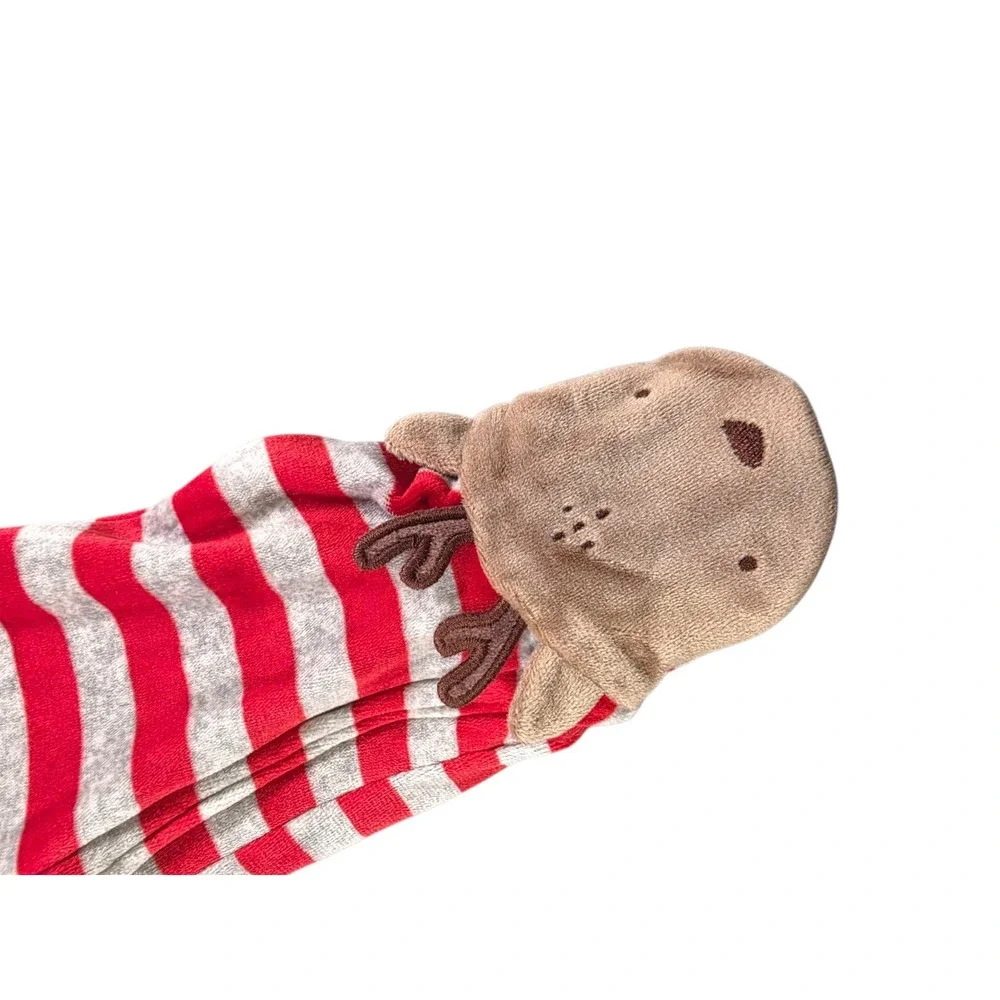 Carter's Just One You Baby Reindeer Striped Fleece Footed Pajama Sz 6M NWT
